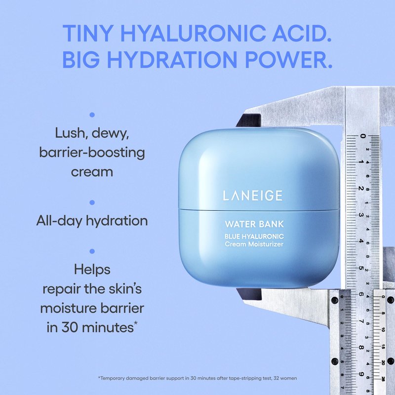 LANEIGE Water Bank Blue Hyaluronic Cream Moisturizer Refill: Hydrating Korean Face Cream with Squalane & Ceramide for Skin Barrier Support, Dermatologist-Tested