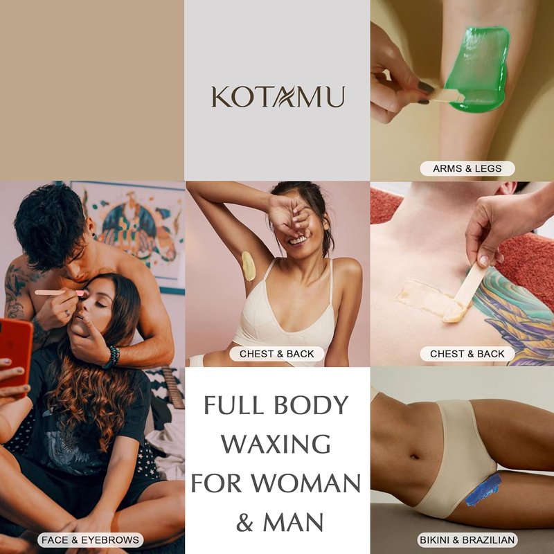KOTAMU Waxing Kit - Digital Wax Warmer for Hair Removal | Silicone Pot, Ideal for Face, Eyebrow, Arms, Legs & Sensitive Skin