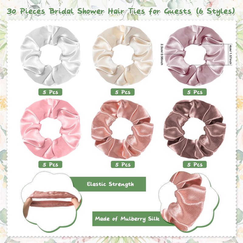 XunYee 30 Sets Rose Compact Mirror Bulk Bridal Shower Favors for Guests Mother's Day Souvenir Gifts Hair Ties Elastic Scrunchies, Thank You Card and Organza Bags for Wedding Quinceanera(Pink)