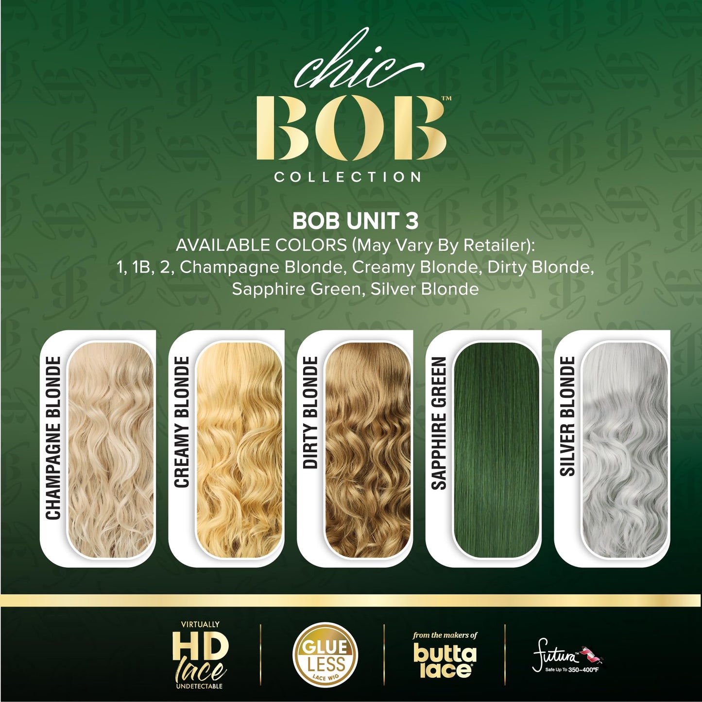Sensationnel Chicbob Lace Frontwig - Bob Unit 3 Face Framing Glueless Wig Wide 5 Inch Deep Part Synthetic Preplucked Hairline (SILVERBLONDE)