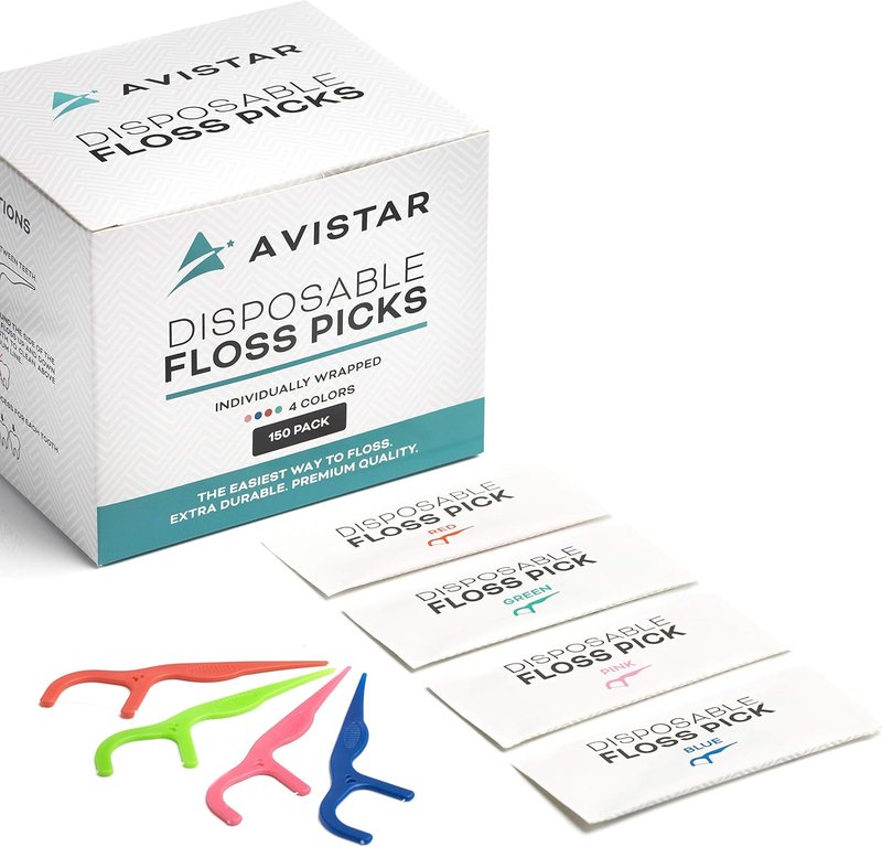 Floss Picks - 450 Individually Wrapped Multi-Color Dental Flossers | Easy Grip Disposable for Travel