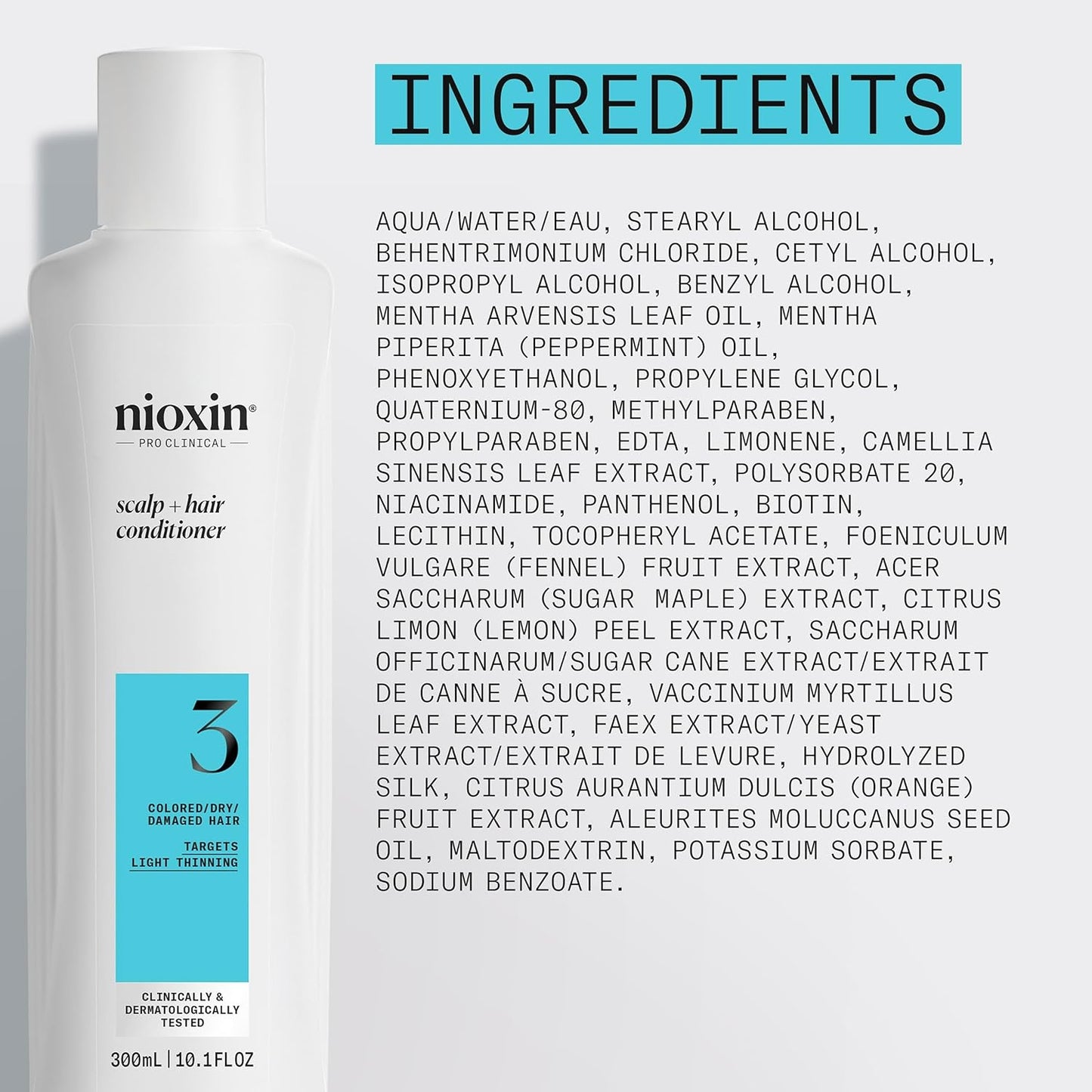 Nioxin System 3 Scalp & Hair Thickening Conditioner - Nourish Colored, Dry & Damaged Hair | Infused with Niacinamide & Biotin | Promotes Vibrant Color & Vitality