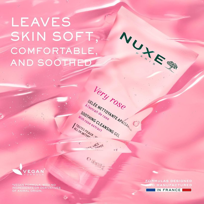 Nuxe Very Rose Cleansing Gel - Soothing Facial Cleanser with Glycerin & Rose Water | 5 Fl Oz for Sensitive Skin