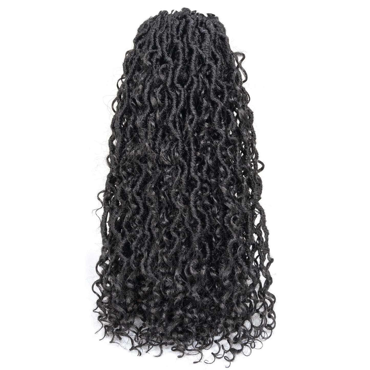 ToyoTress Boho Faux Locs Crochet Hair - 16 Inch Natural Black Bohemian Locs Crochet Hair With Curly Ends for Black Women, Shoulder Length Pre-looped Synthetic Braiding Hair Extensions（16 Inch, 1B-8P)