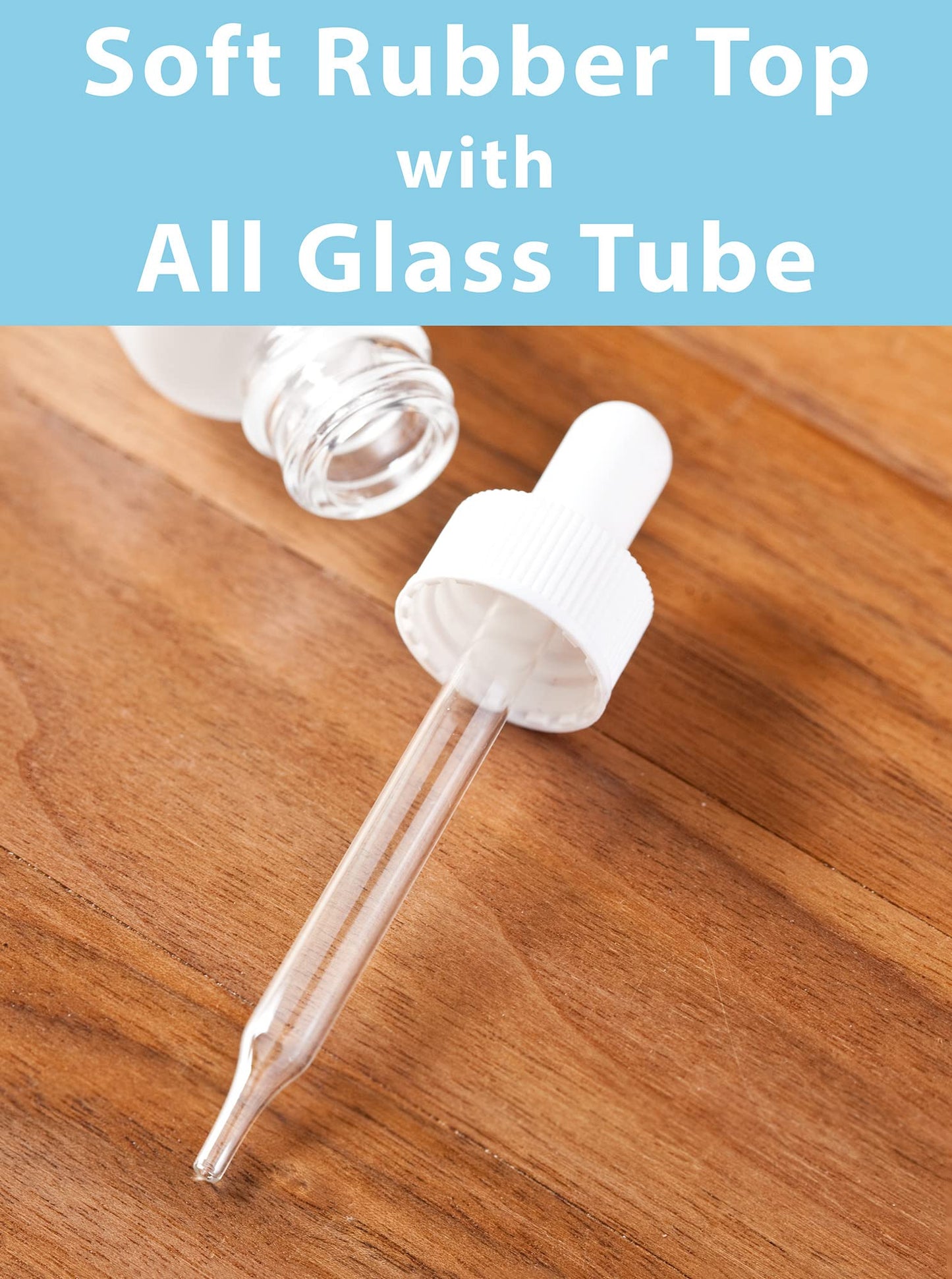 JUVITUS 1 oz / 30 ml Frosted Clear Glass Boston Round Empty Bottle with White Dropper Top Closure (12 Pack)