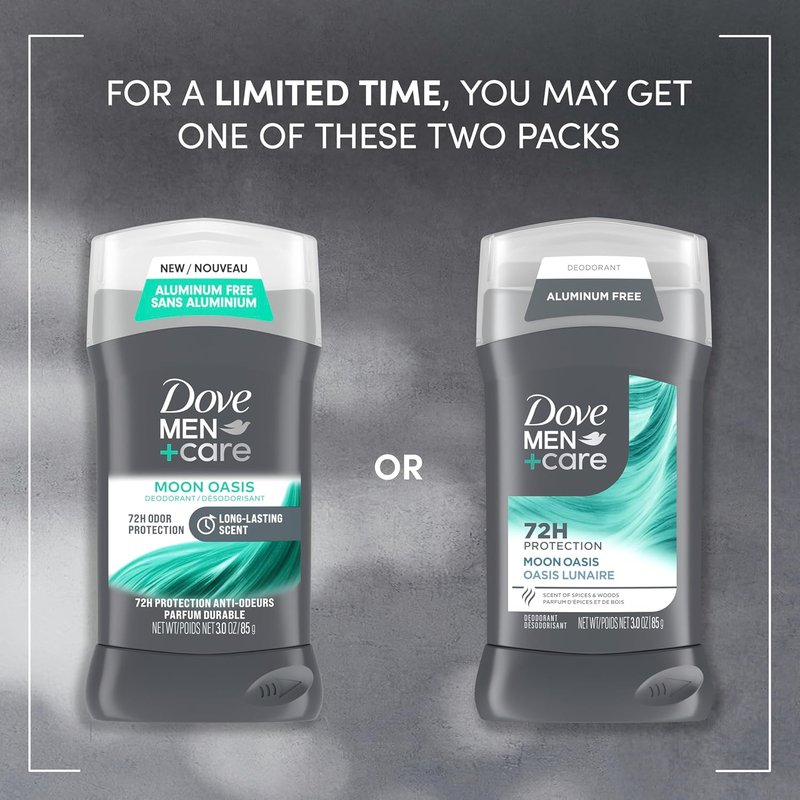 Dove Men+Care Aluminum-Free Deodorant - Moon Oasis | 72-Hour Odor Protection, 3.0 oz, 4 Count
