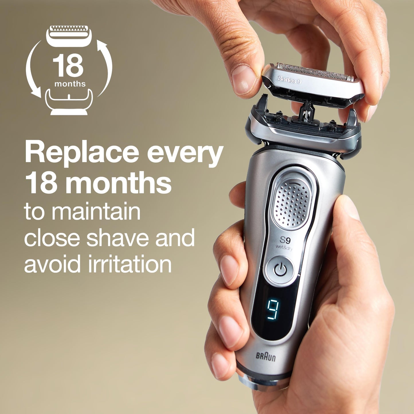 Braun Series 9 92S Electric Shaver Head Replacement Cassette, Compatible with All Series 9 Electric Razors 9290cc, 9291cc, 9370cc, 9293s, 9385cc, 9390cc, 9330s, 9296cc