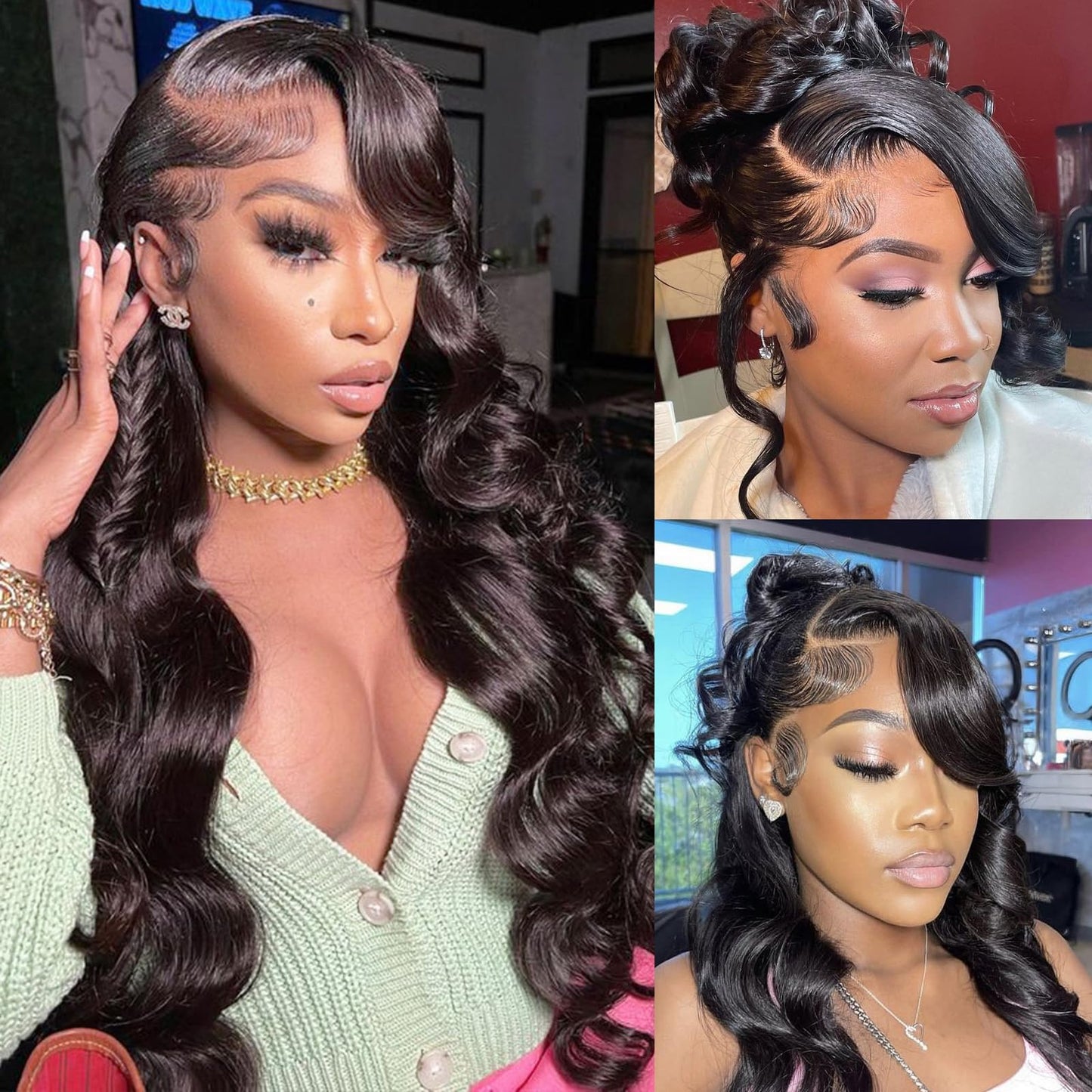 ANDRIA 13x4 HD Lace Front Wigs Body Wave Glueless Pre Plucked Lace Frontal Wigs For Black Women 250 density Loose Wave Synthetic Lace Front Wig With Baby Hair 26 Inch (Light Blonde)