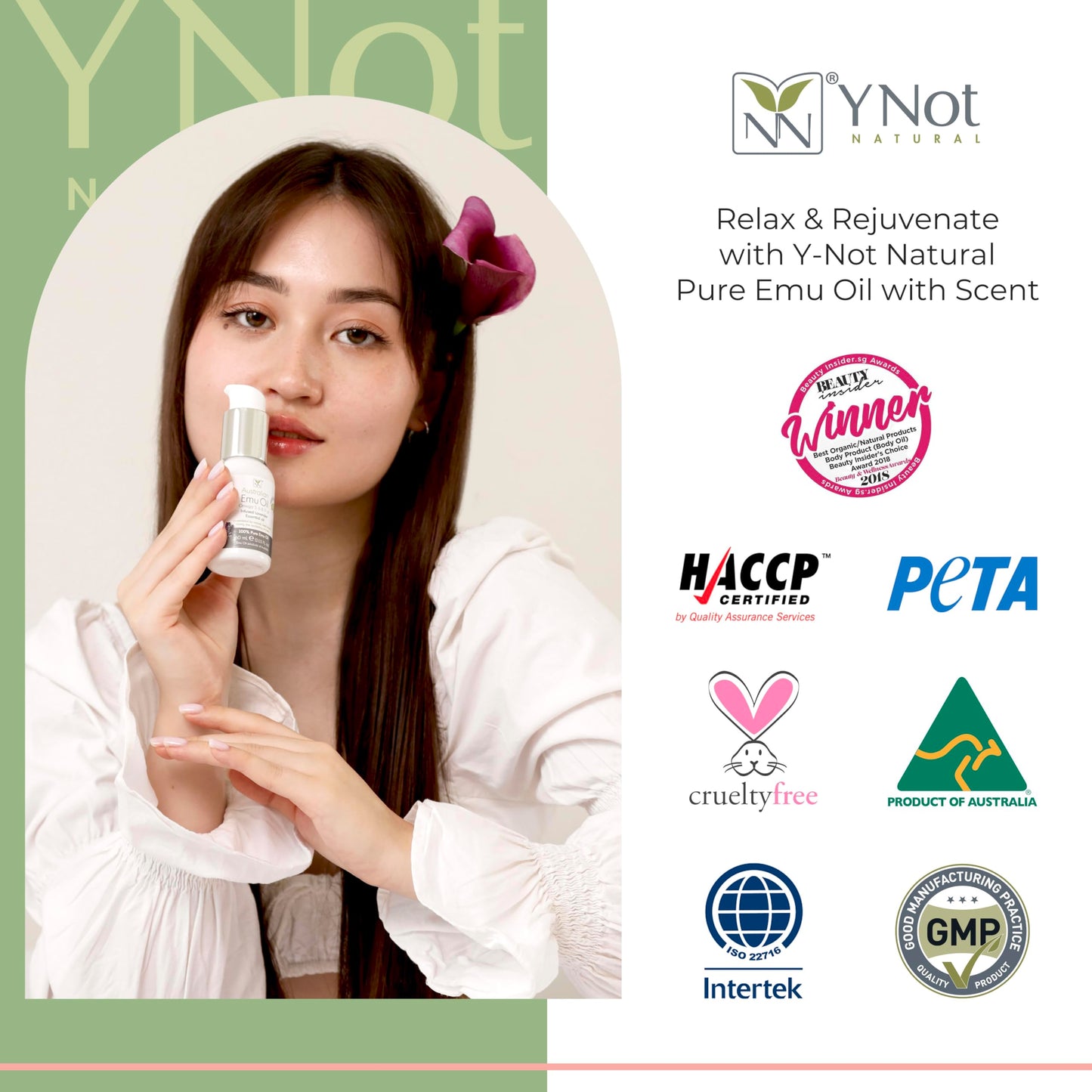 Y Not Natural Pure Emu Oil - Organic Moisture for Face, Body, Hair, Scalp & Nails - Rich in Omega 3-6-9, Vitamins & Essential Minerals - Australian Emu Oil (200ml) 6.76 fl oz - Rose Canvas