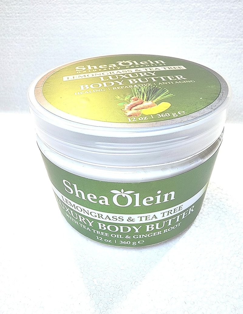 SheaOlein Naturally Essential Shea Olein Body Butter - Lemongrass & Tea Tree | 12oz Moisturizing Cream