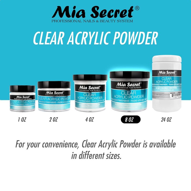 Mia Secret Clear Acrylic Powder - Professional Nail Art | 8oz Size