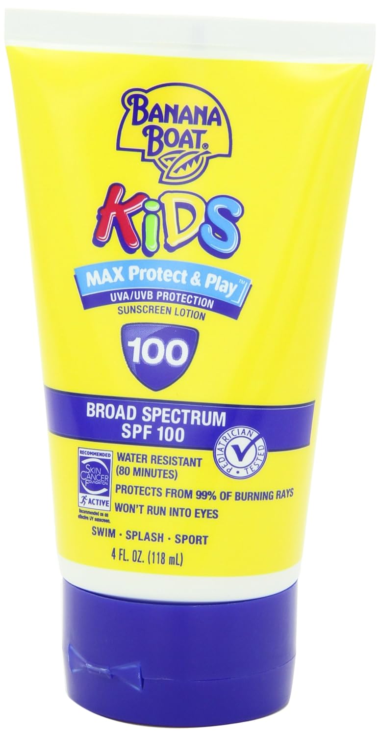 Kids Sunscreen Lotion SPF 100 - Max Protect & Play, Water Resistant, 4oz | Ideal for Outdoor Fun