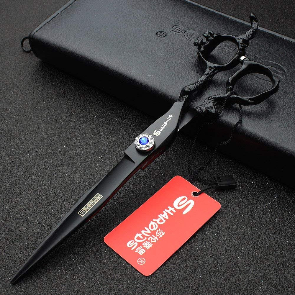 7 Inch sharonds Personalized Hair Scissors 19cm Cool Black Salon Hair Styling Barber Scissors Stainless Steel Barber Tools