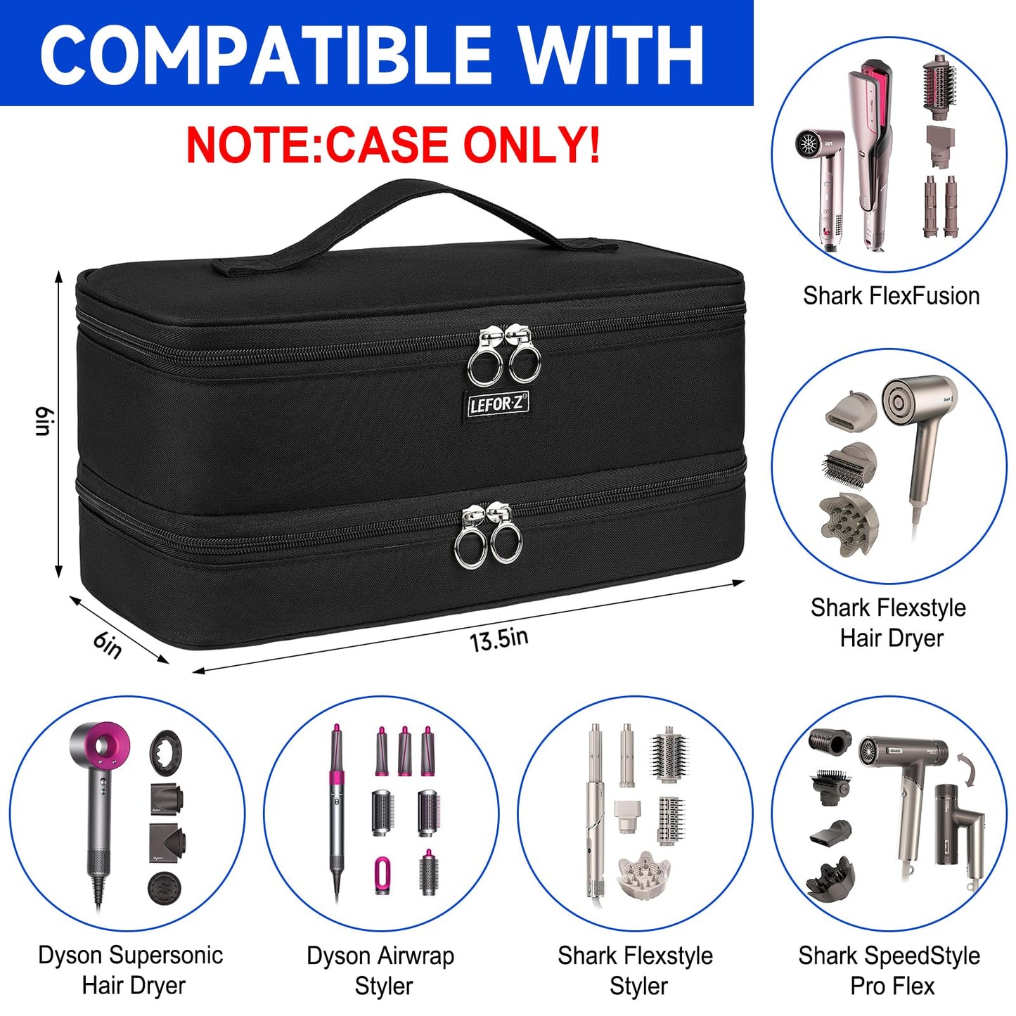 Travel Carrying Case Compatible with Shark Glam/Shark Flexstyle/FlexFusion