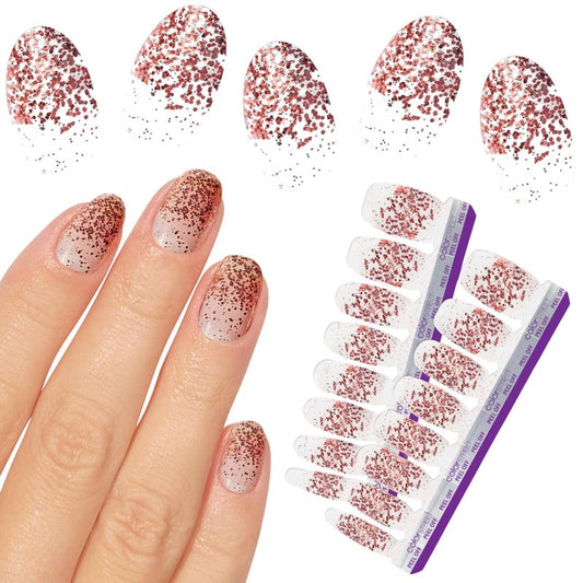Color Street Coming Up Rose Gold Nail Polish Strips - Glitter Rose Gold Sparkle, 16 Double-Ended Strips for Easy Application, Layer Your Favorite Nail Color or Wear Alone for a Subtle Shimmer