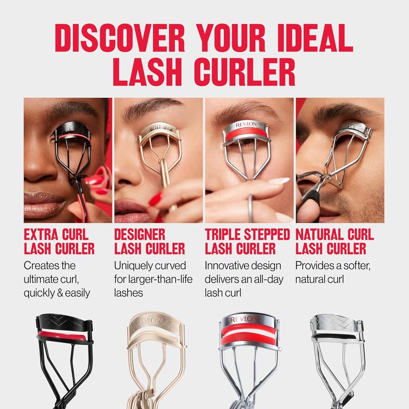 Revlon Triple-Stepped Eyelash Curler - Gentle 3-Tiered Pads for Effortless Curling | One Count