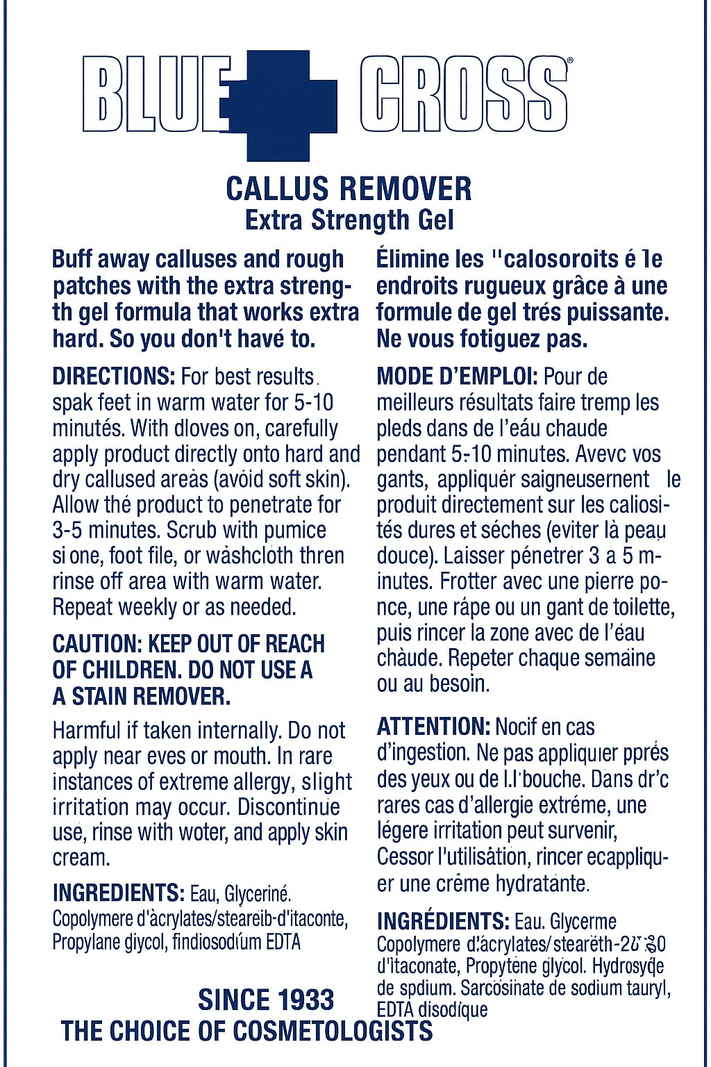 Blue Cross Callus Remover Gel for Feet or Heel, Extra Strength Professional Nail Care, File, Shaver, Scrubber & Pumice Stone Alternative for At Home Manicure/Pedicure Results, 6oz