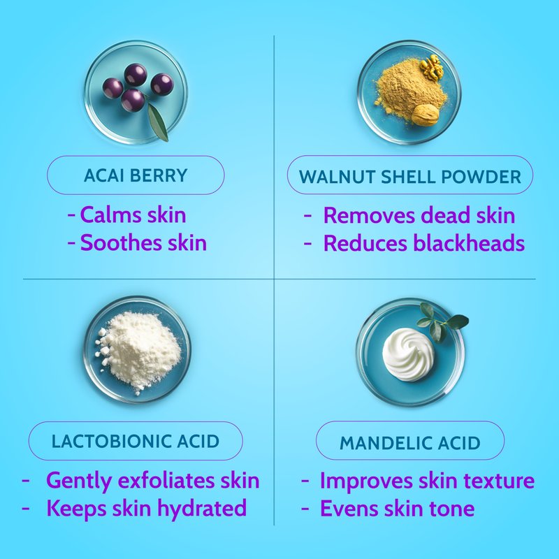 Chemist At Play Gentle Exfoliating Face Scrub with Mandelic Acid & Walnuts | Removes Dead Skin & Blackheads | Detans |Gives Instant Glow| Face Scrub for Women & Men | 100ml