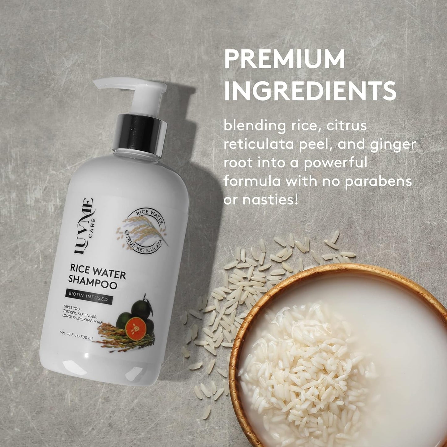 Rice Water Shampoo and Conditioner - Nourishing Hair Care for Healthy Shine | 12 oz