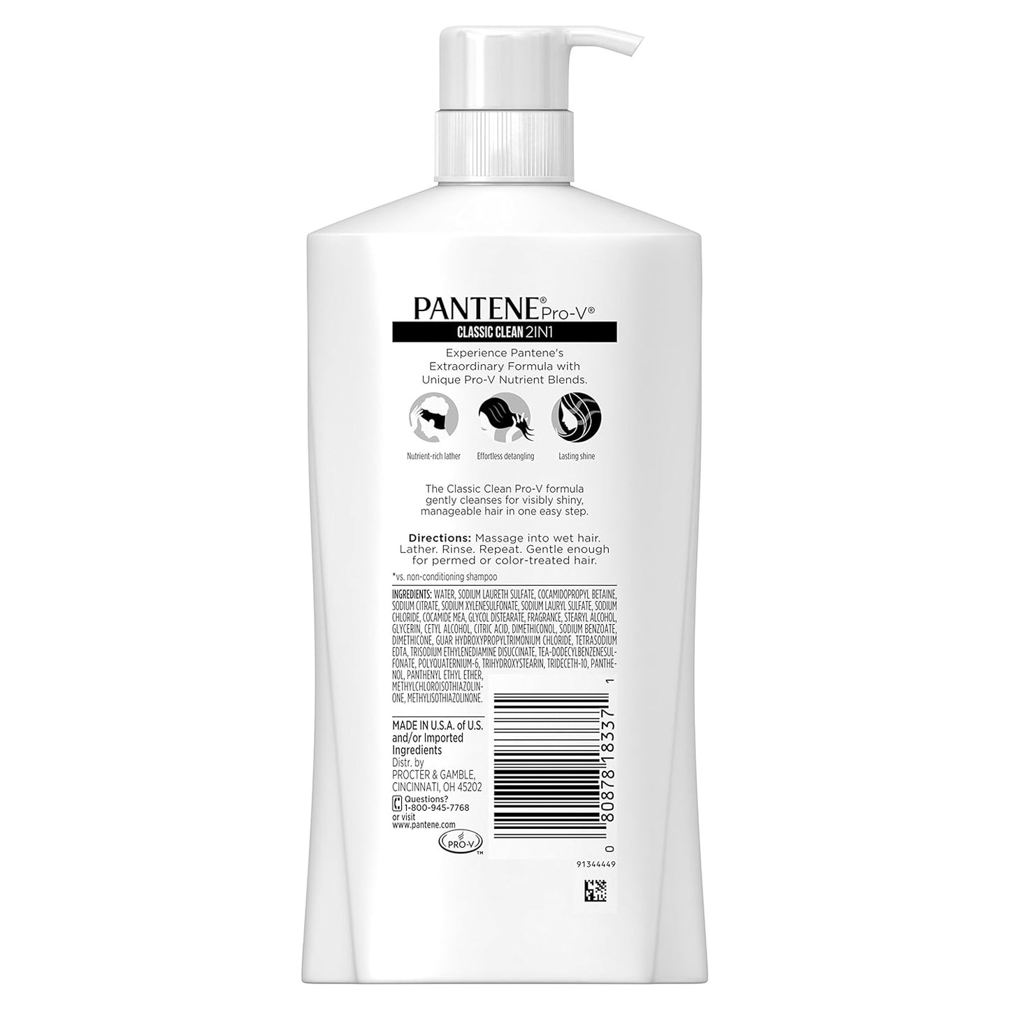 Pantene Pro-V Classic Clean 2-in-1 Shampoo & Conditioner - 30.4 fl oz | Deep Cleansing Formula
