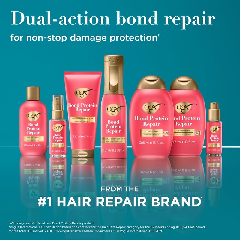 OGX Heat Protect Spray - Repair & Protect Bond Protein Mist for All Hair Types | 6.5 fl. oz