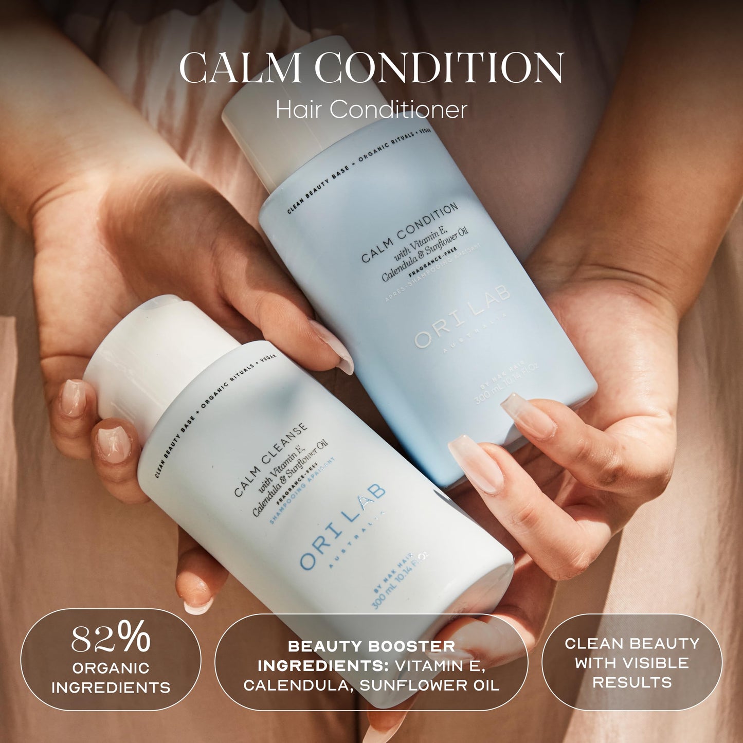 ORI LAB Calm Condition 300ml - Fragrance-Free, Soothing Detangling Formula for Sensitive Scalp & Fragile Hair with Calendula & Aloe
