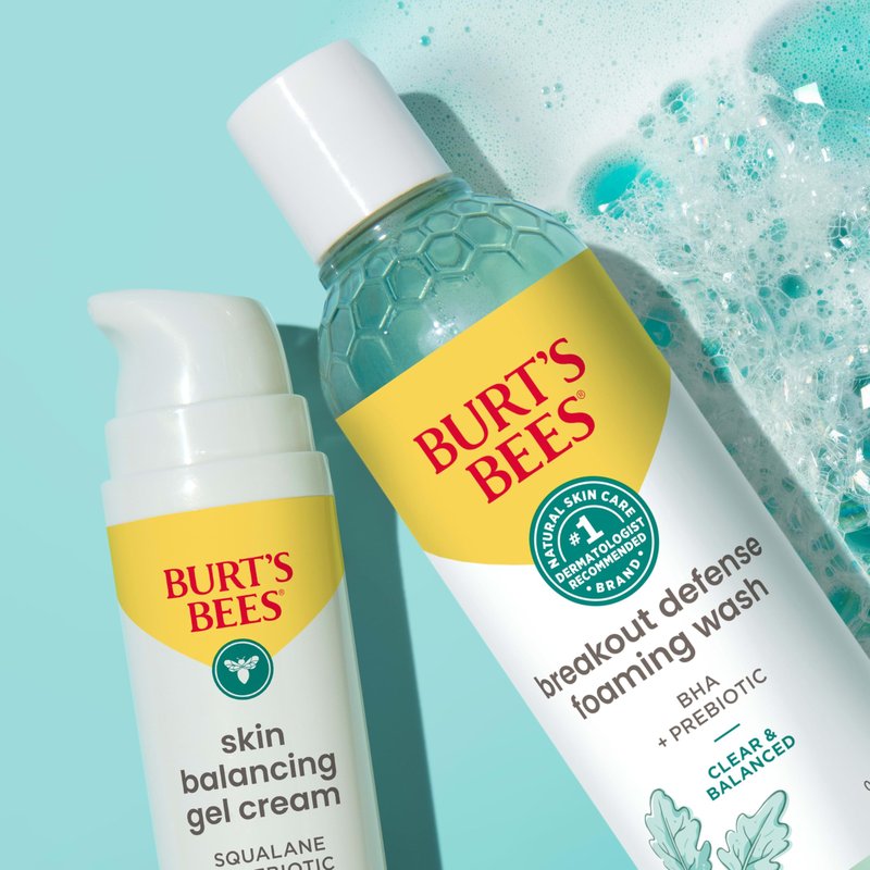 Burt's Bees Clear and Balanced Skin Balancing Gel Cream With Squalane and Prebiotic, Gel Moisturizer for Breakout-Prone Skin, 1.8 oz. Bottle