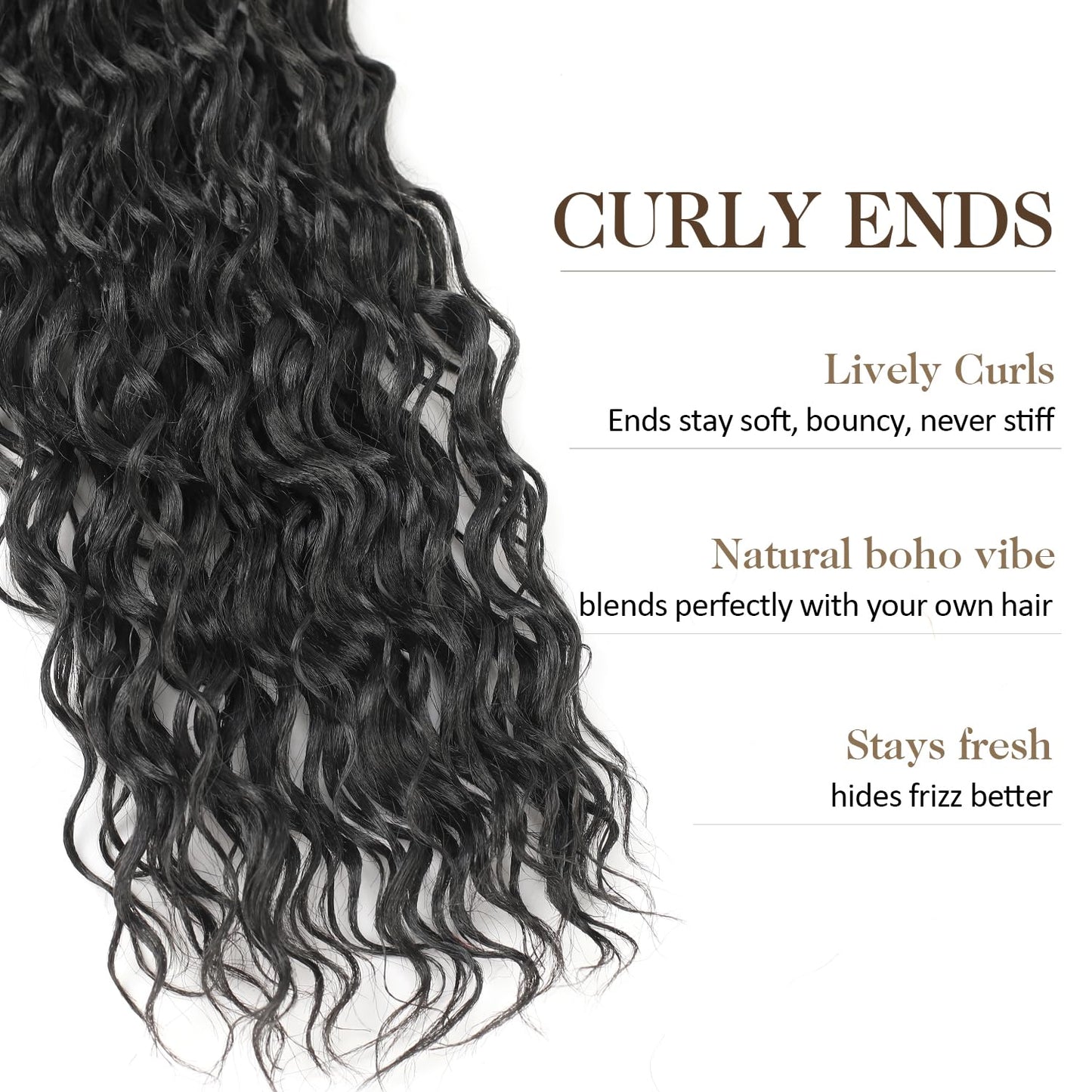 Boho lsland Twist Crochet Hair 24 Inch 8 Packs Natural Black Pre-Looped Senegalese Twist Crochet Braids with Curly Ends Synthetic Goddess Twist Crochet Hair for Black Women（1B 24 INCH）