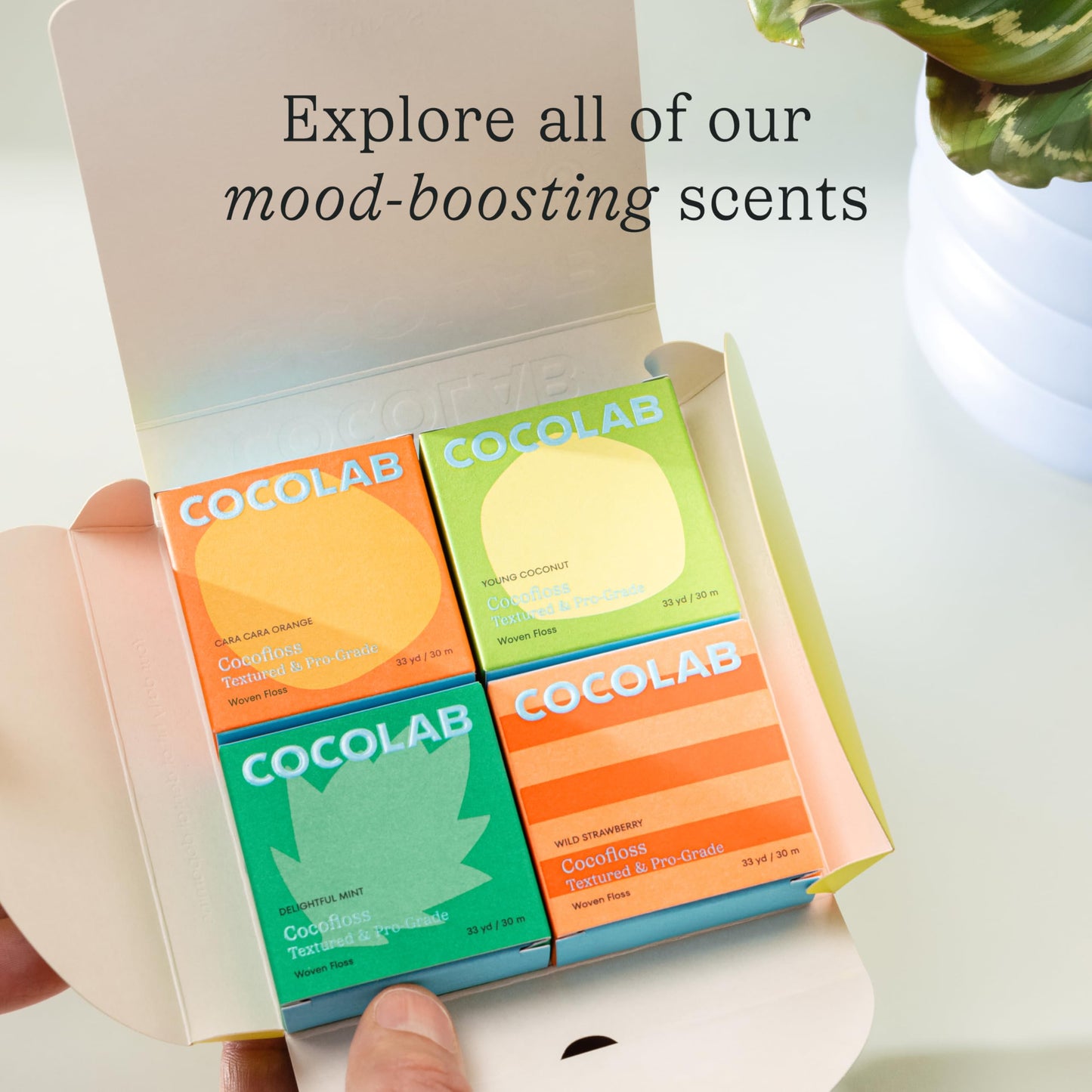 Cocofloss Expanding Woven Dental Floss by Cocolab, Waxed Tooth Floss for Daily Oral Care, Coconut Oil Infused, Vegan, for Adults and Kids, Signature Set, 4 Pack