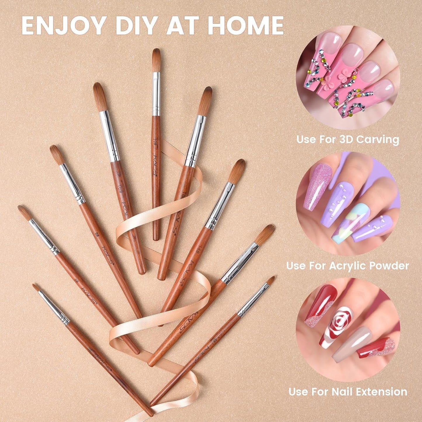 Kolinsky Sable Nail Brush Set - 10# & 12# Professional Quality for Precision Nail Art