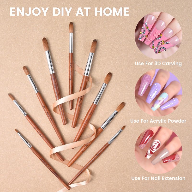 Rolabling 1pc 18#Kolinsky Sable Nail Brush with 1pc 16# Kolinsky Sable Nail Brush Set