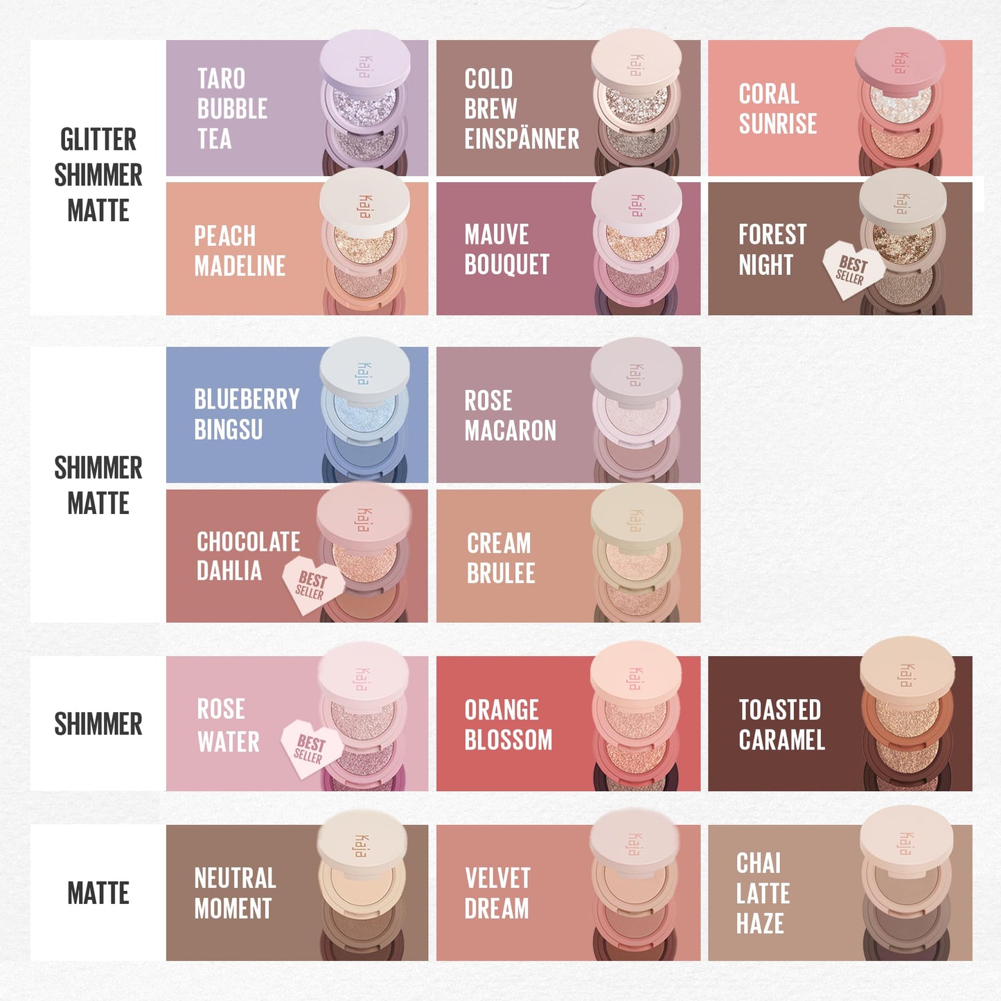 Kaja Beauty Bento Collection | Glitter + Shimmer + Matte | 21 Cold Brew Einspänner - Soft Ash Gray | 2019 Best of Beauty Award in Glitter
