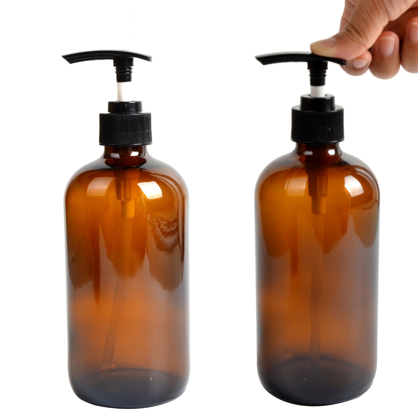 Youngever 6 Pack Empty Glass Pump Bottles, 2 Pack 16 Ounce and 4 Pack 8 Ounce Pump Bottles, Soap Dispenser, Refillable Containers (Blue)