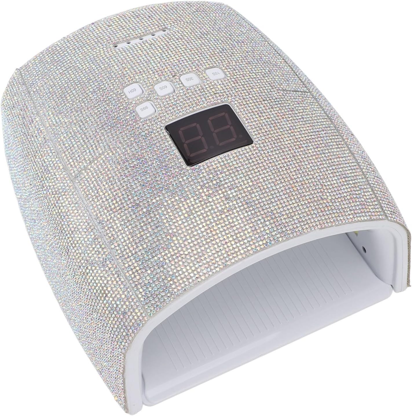 Rechargeable 66W Nail Lamp with Rhinestones - Gel Nail Light, 4 Timer Settings, Removable Tray