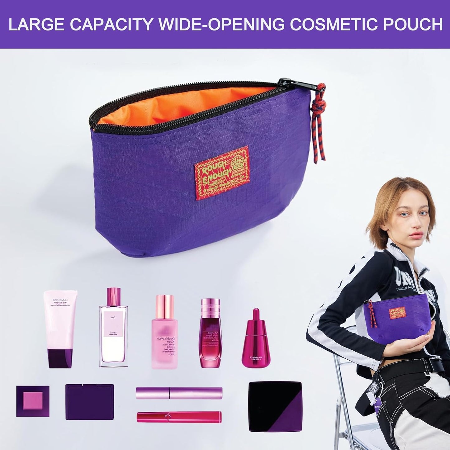 Small Travel Cosmetic Bag - Cute Compact Makeup Pouch with Leak-Resistant Design | Purple