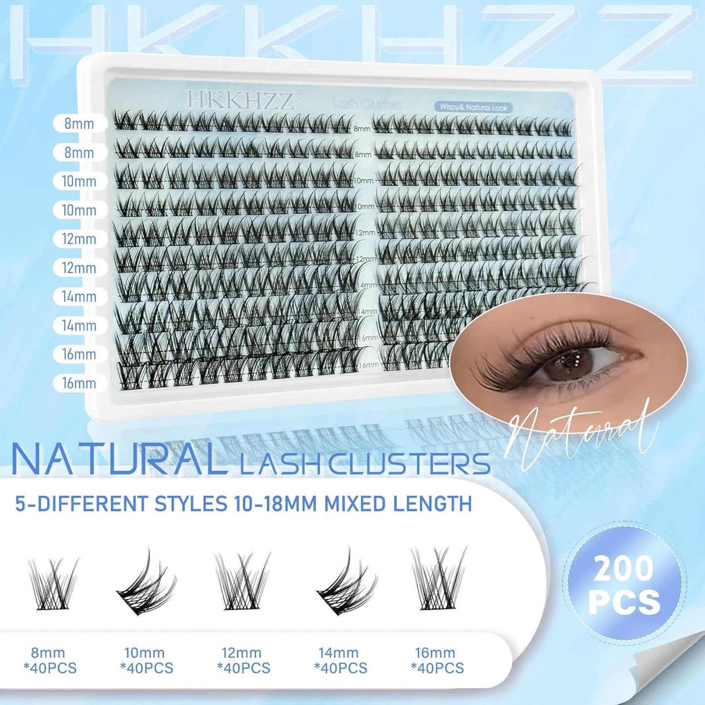 Wispy Lash Clusters - Natural Look Individual DIY Eyelash Extensions | 200 Pcs C Curl 8-16mm Ultra-Thin Soft Band