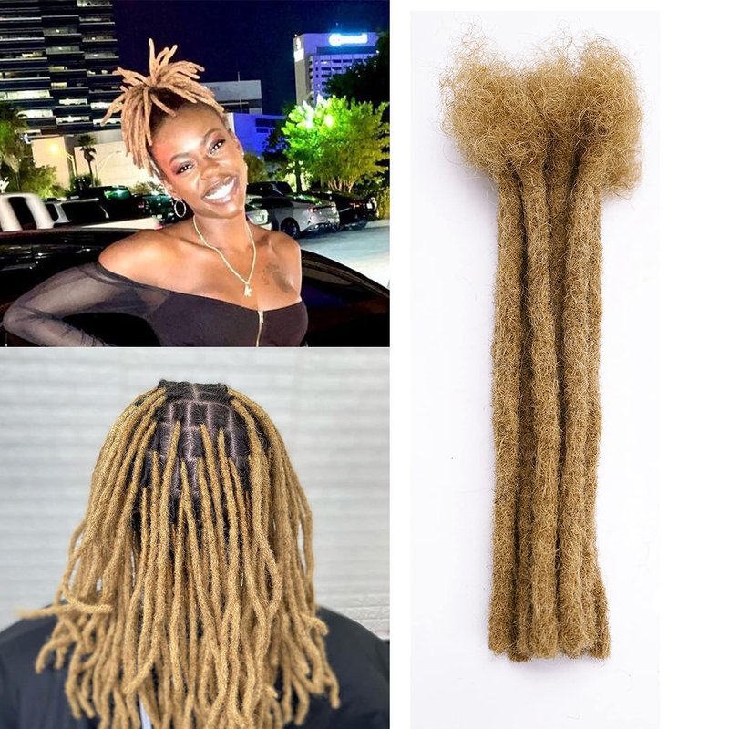 Loc Extensions Human Hair 0.8 cm Dreadlock Extensions Human Hair Dread Extensions Dread Lock Hair Extensions For Men Women 8 Inch 30 Strands 100% Real Human Hair Locs Handmade Permanent Locs