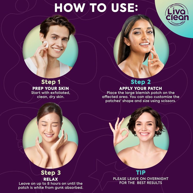 LivaClean Hydrocolloid Acne Patches | Large 100 CT for Cystic Pimples & Pore Spots