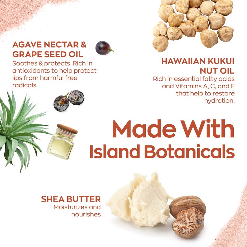 Hanalei Lip Treatment: Moisturizer, Conditioner and Dry Lip Repair with Kukui Oil, Shea Butter, Agave and Grapeseed Oil