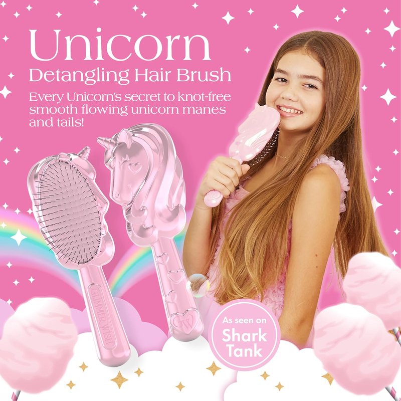 Unicorn Hair Detangler Brush for Kids - Gentle Anti-Frizz Bristles | Tangle-Free, Wet or Dry Use