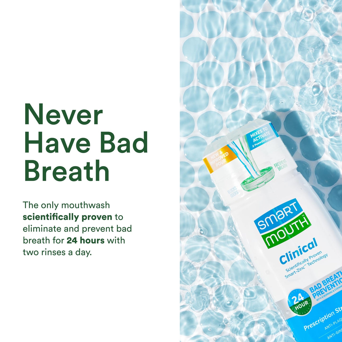 SmartMouth DDS Activated Clinical Mouthwash with Tongue Cleaner - for Fresh Breath - Clinical Strength Mouthwash for Gum Health, Gingivitis & More - Clean Mint Flavor, 16 fl oz (Pack of 2)