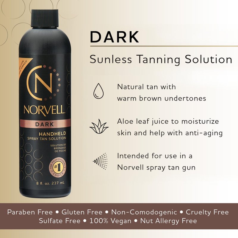 Norvell Premium Spray Tan Solution Dark 8 fl oz – Professional Sunless Tanning Formula for Deep Natural Bronze, Streak Free, Fast Drying, Long Lasting Color