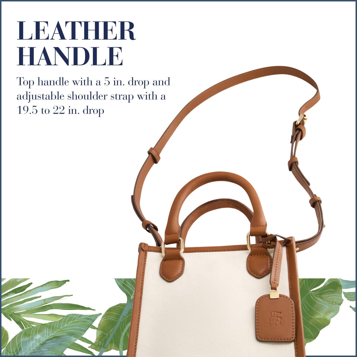 Tommy Bahama Women's Tote Bag, North South Canvas Travel Purse Handbag with Adjustable Shoulder Strap and Leather Trim, Natural