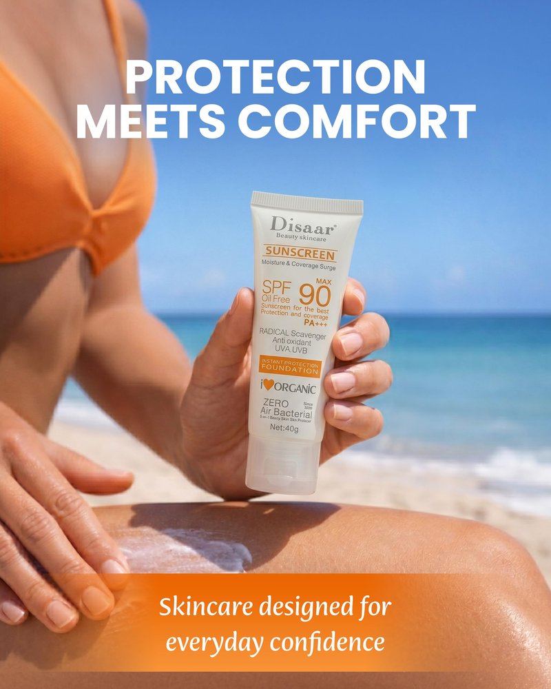 Disaar Beauty Sunblock Cream – Oil-Free SPF Protection for Face & Body, Lightweight Daily Sunscreen with Non-Greasy Finish