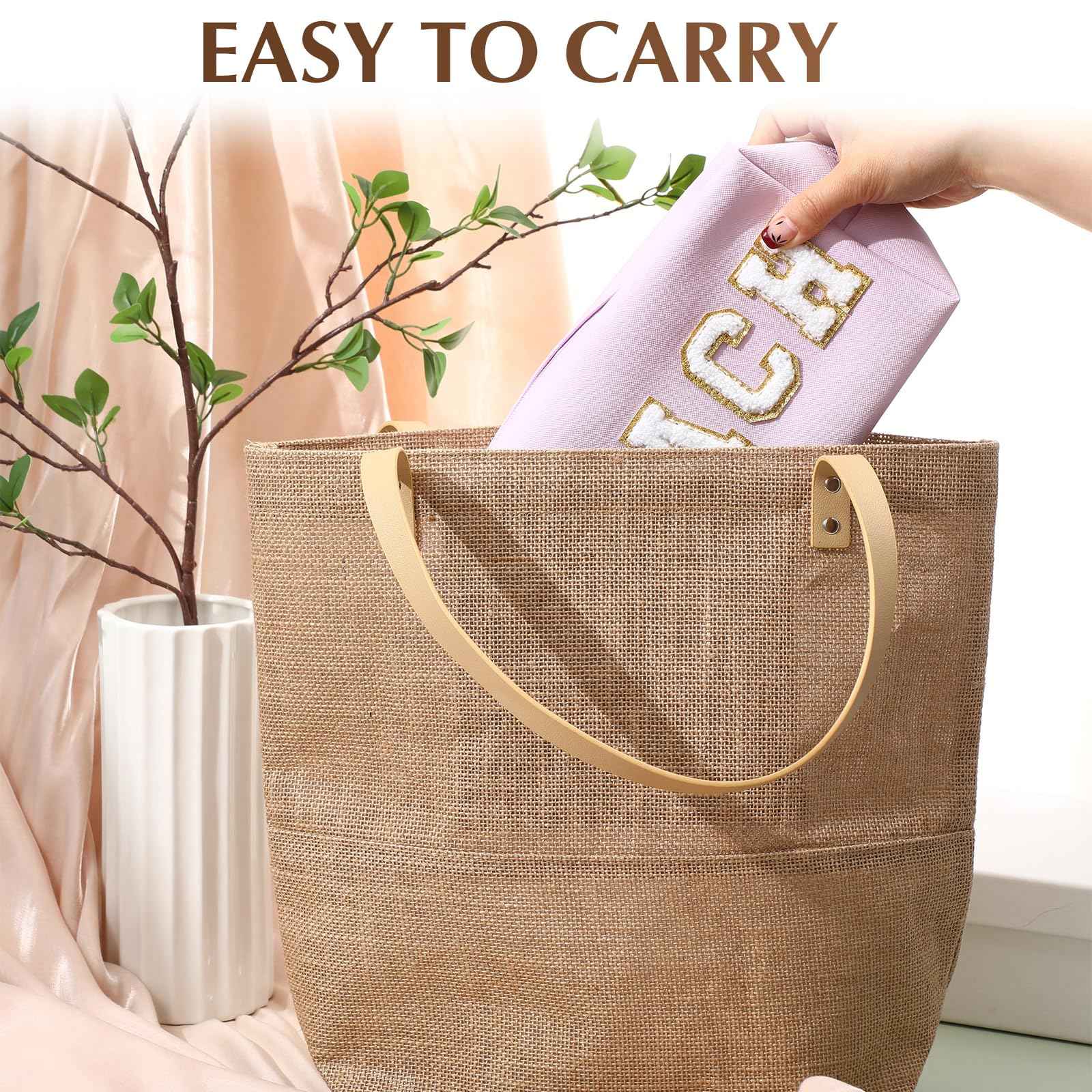 Chunful 9 Pieces Preppy Makeup Bag Bulk Chenille Letters Patch Cosmetic Bag PU Leather Waterproof Toiletry Travel Pencil Case Pouch for Women Traveling Purse (Colorful Color,Teach)