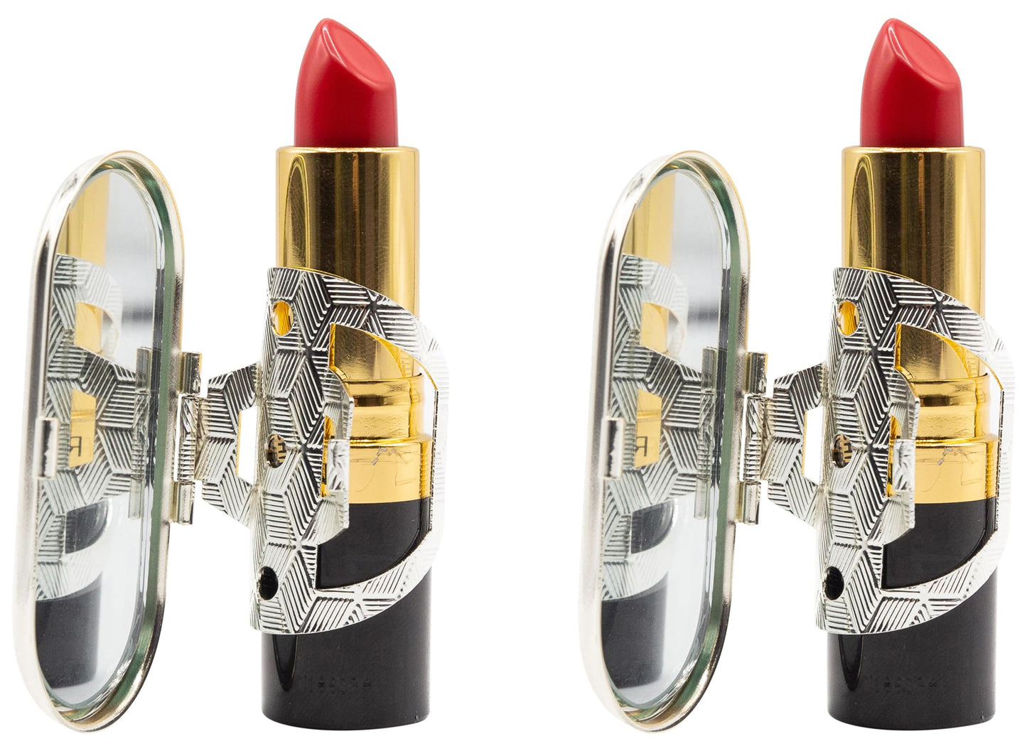 Stephanie Imports Set of 2 Clip-On Round Lipstick Mirrors (Watercolor Triangles)