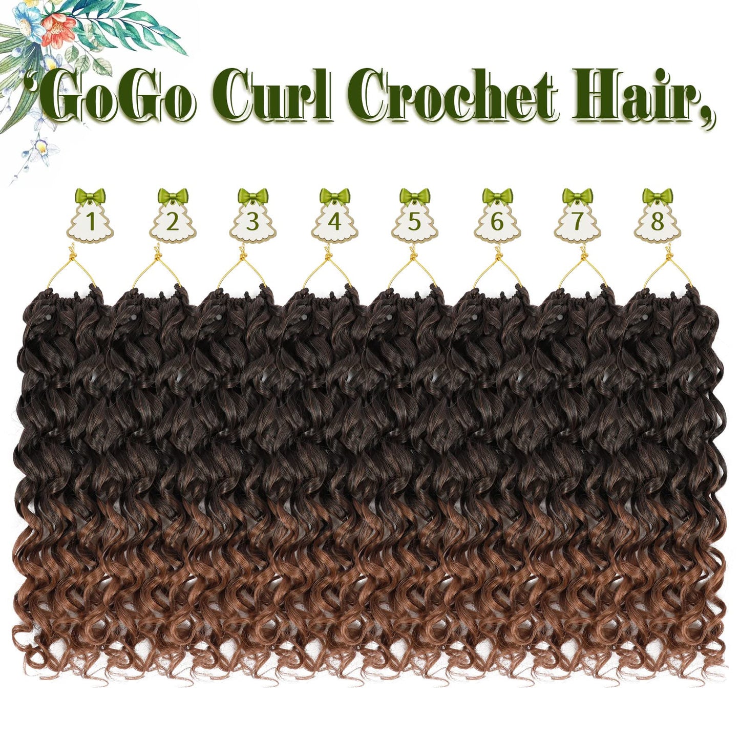 Vomella GoGo Curl Crochet Hair 8 Packs 14 Inch Curly Crochet Hair for Black Women Short Water Wave Beach Curl Synthetic Deep Twist Crochet Hair Extensions(T30#)