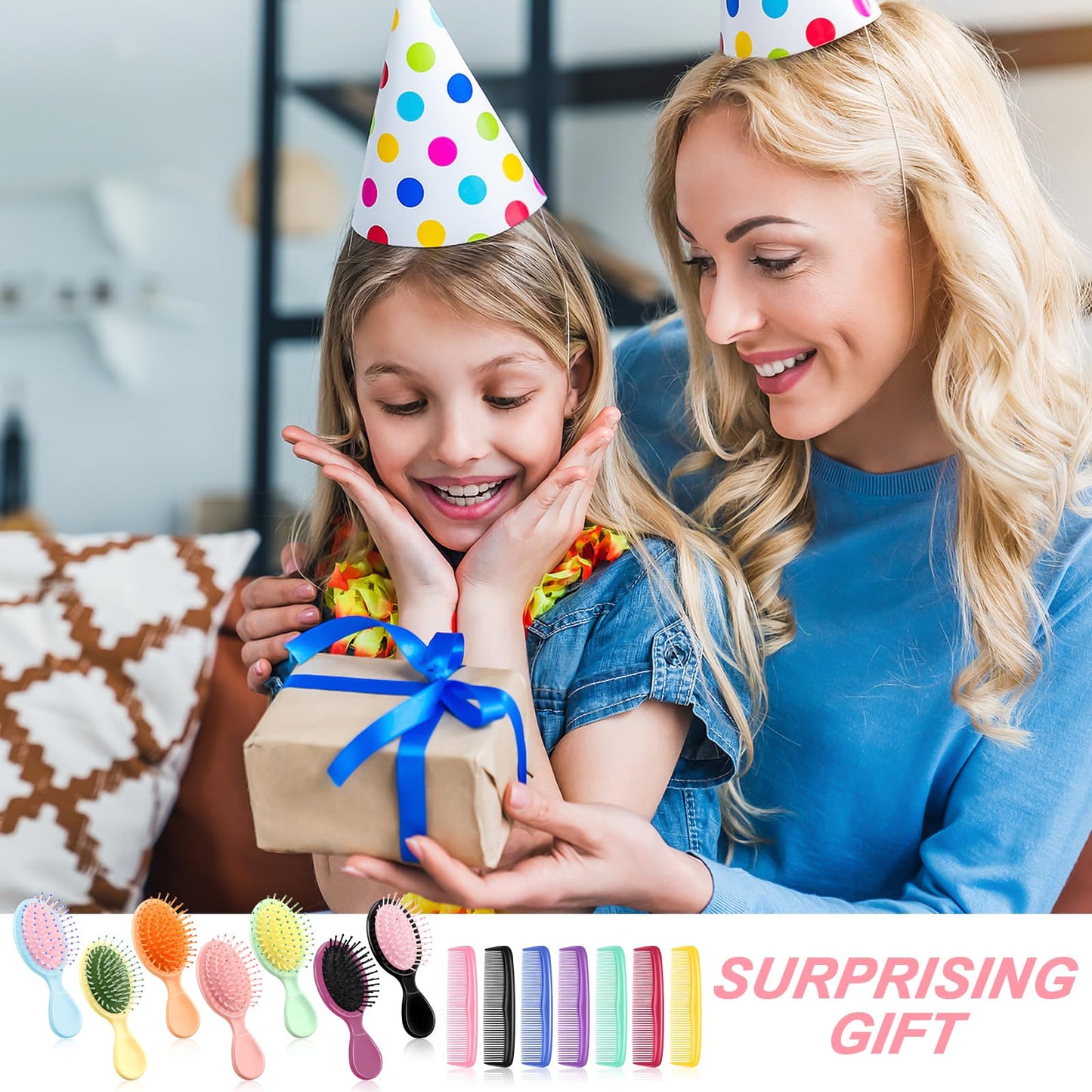 HOFASON 70 Pieces Bulk Mini Wet Hair Brush & Mini Comb Set for Kids Girls Women, Bridesmaid Gift, Spa Party Supplies, Summer Stuff, 35 Travel Small Brushes for Hair 35 Fine Wide Hair Combs for Boy Men