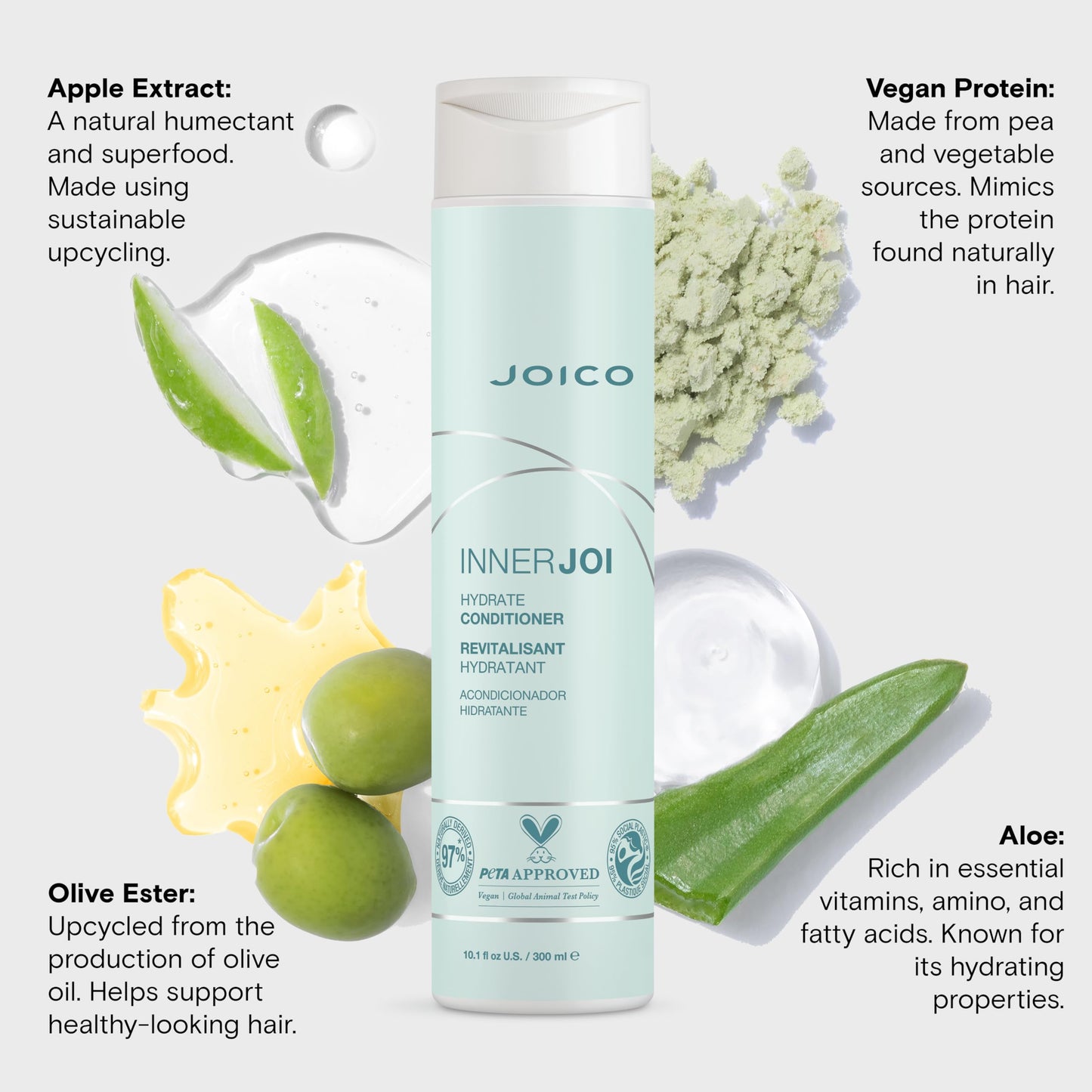 Joico InnerJoi Hydrate Conditioner | For Dry Hair & Scalp | Sulfate & Paraben Free | Naturally-Derived Vegan Formula | 10.1 oz