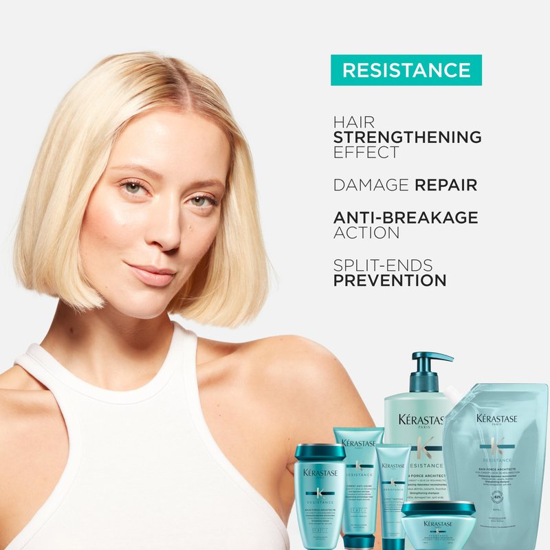 Kerastase Resistance Force Architecte Shampoo - Rebuilds & Nourishes Damaged Fibres, Smooths & Illuminates Hair, For Damaged Hair, 16.9 Fl Oz